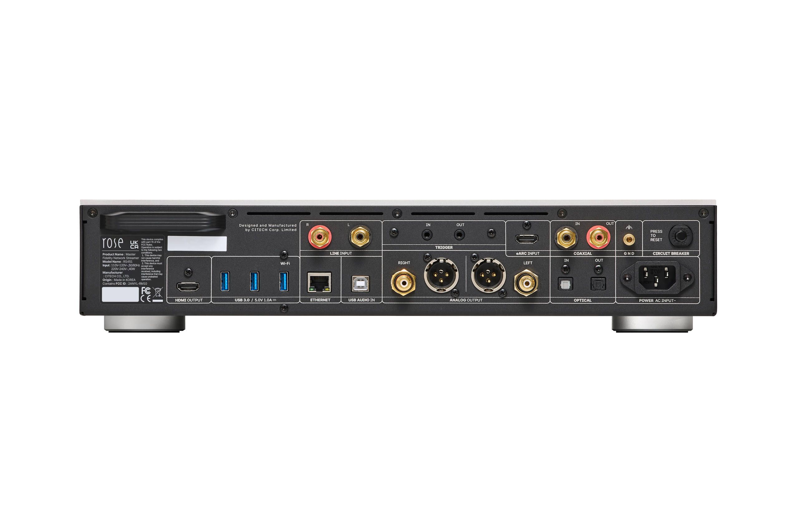 RS451_4_Rearlegs Hifi Rose RS451 Streamer / Voor- en hoofdtelefoonversterker